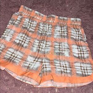 Mystree Orange and Tan Plaid Women's Bermudas